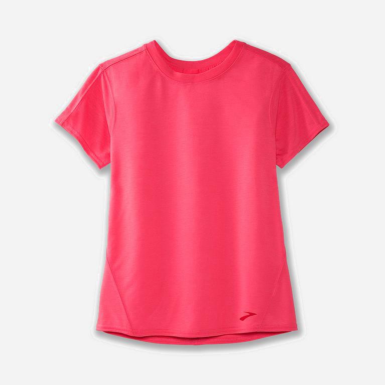 Camiseta De Corrida Manga Curta Brooks Distance Feminino Brasil - Rosa (56347MKQB)